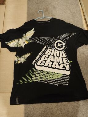 Bird Game Crazy Black Graphic Tee